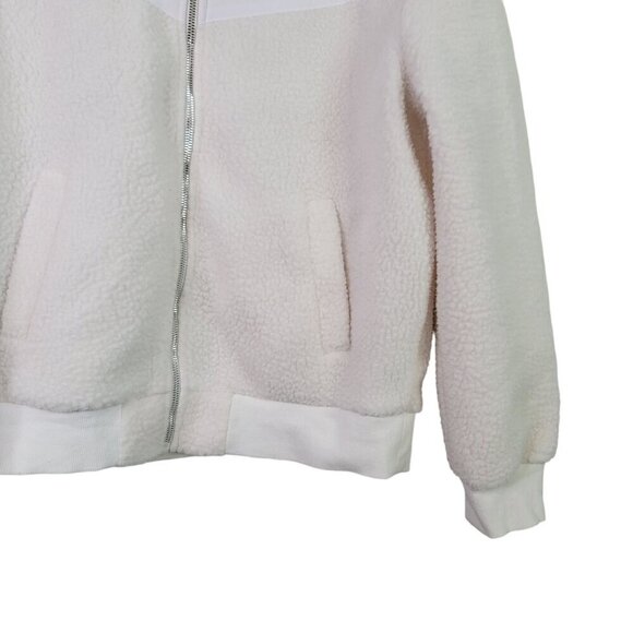 Zyia Active Women's Fleece Sherpa Teddy Flying V Full Zip White Jacket Size M - Picture 2 of 12